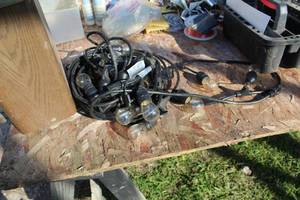 lot 657 image: Light String, Metal Trash Can