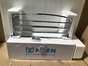 lot 10 image: Eva 10 in. L x 7 in. H x 26 in. W Zinc Hotel-Style Bathroom Shelf in Chrome in good condition