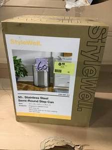 lot 60 image: StyleWell 13 Gal. Stainless Steel D-Shaped Step On Trashcan in good condition