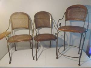lot 81 image: Three Metal & Wicker Chairs