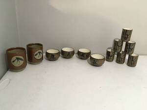 lot 15 image: Sake Glasses, Miso Soup Bowls, and Ceramic Stoneware
