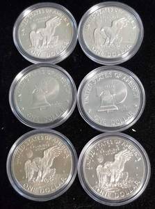 lot 09 image: GROUP OF 6 PROOF CLAD EISENHOWER DOLLARS IN AIRTITES