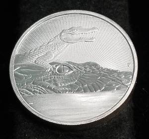 lot 15 image: 2019 AUSTRALIA $2 SILVER CROCODILE 2 TROY OZ .9999 FINE SILVER