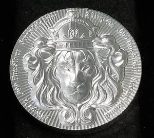 lot 37 image: 2 TROY OZ. .999 FINE SILVER SCOTTSDALE STACKER LION