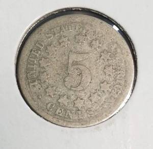 lot 38 image: 1868 SHIELD NICKEL (mis-labeled on holder 1869)