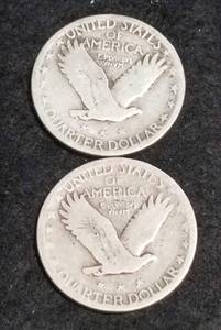 lot 39 image: 2 STANDING LIBERTY QUARTERS 1929 1930