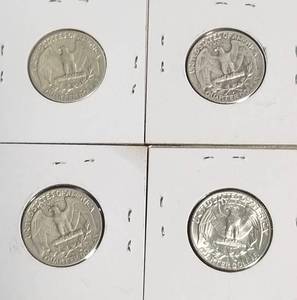 lot 44 image: 4 SILVER WASHINGTON QUARTERS AS PICTURED