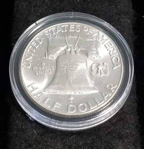 lot 46 image: 1948 FRANKLIN HALF DOLLAR BU IN AIRTITE FULL BELL LINES