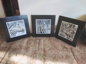 lot 123 image: Three Pieces of Zebra Art