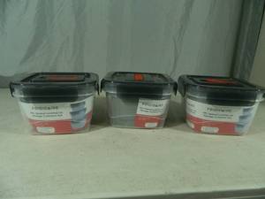 lot 60 image: 3 New Frigidaire Vented Locking Lid Storage Container Sets