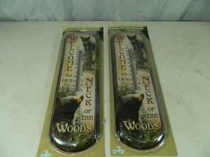 lot 67 image: 2 New Indoor  Outdoor Tin Thermometers