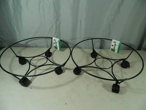 lot 74 image: New Pair of 16 inch Planter Caddies on Wheels