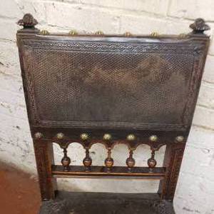 lot 31 image: Antique Embossed Tack Studded Side Chair