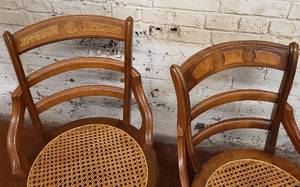 lot 15 image: Victorian Cane Seat Game Table Chairs