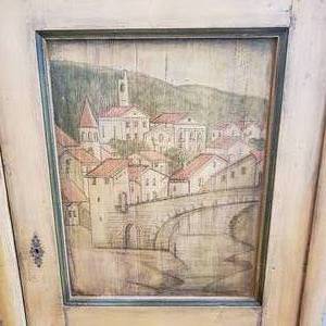 lot 13 image: Tuscan Handpainted Pine Cabinet