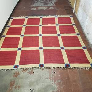 lot 14 image: Wool Kilim Area Rug with pad, 10 x 10