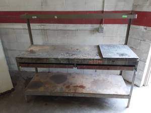 lot 17 image: Work Bench With Drawers & Storage Shelves 24x72x59