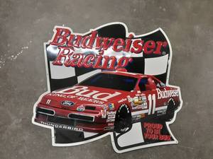 lot 111 image: Budweiser Racing Tin Sign 33x30