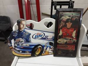 lot 112 image: Bud Keselowski # 29 Miller Light Tin Sign & Goodwrench Services Plaque