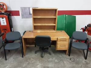 lot 134 image: Desk, 3-Chairs, Book Shelf