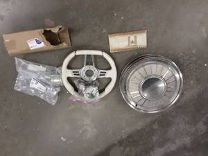 lot 138 image: Mustang Parts-Steering Wheel, 1960s Ford 14 Wheel Covers Falcon