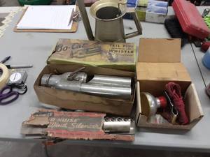 lot 139 image: Spot Light, Wind Whistler, Exhaust Wind Silencer, Oil Can