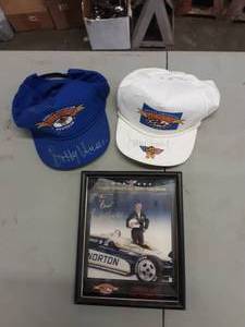 lot 175 image: Bobby Unser Photo & 2-Caps All Signed