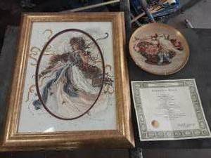 lot 186 image: Collector Plate With COA Numbered Gloria Vanderbilt & Peggy Sheam Picture Double Matted & Framed