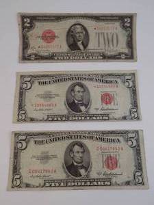 lot 78 image: Lot of $5 & $2 Red Seals