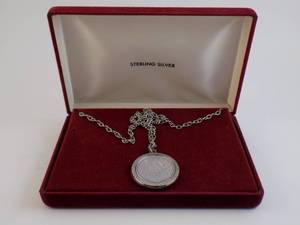 lot 111 image: Sterling Silver Necklace Twenty Dollar Pendant