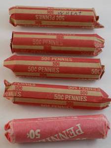 lot 14 image: 5 Rolls of Wheat Pennies