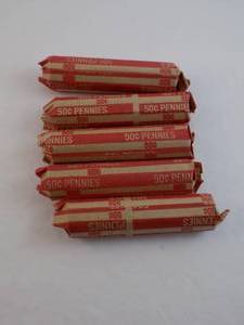 lot 19 image: 5 Rolls of Wheat Pennies