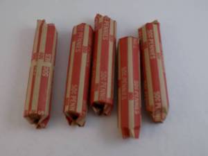 lot 22 image: 5 Rolls of Wheat Pennies