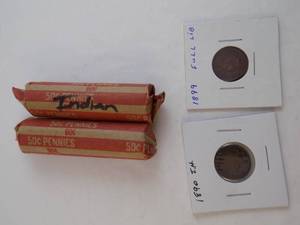 lot 35 image: 2 Rolls Indian Head Pennies