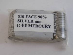 lot 39 image: 100 Mercury Dimes 90% Silver G-EF