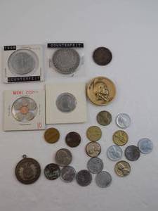 lot 43 image: 1988 Canadian Dollar, Counterfiet Coins, Black Elk Mount Rushmore, Mini Coins, Steel Pennies