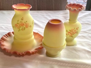 lot 19 image: Three Pieces of Fenton Burmese Satin Glass