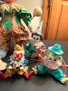 lot 23 image: Paper Mache Clown Figurines