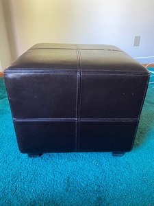 lot 71 image: Dark Brown Faux Leather Ottoman