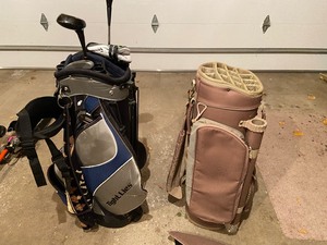 lot 127 image: 2 Golf Bags, 3 Clubs & Some Accessories