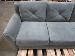 lot 104 image: Lifestyle Solutions Harvard Microfiber Sofa with Rolled Arms CCHRFKS3M26DGRA