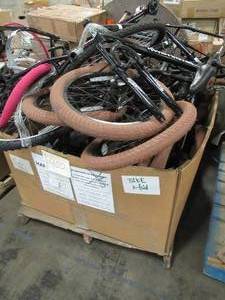 lot 210 image: WHOLESALE MIXED PALLET OF MISCELLANEOUS BICYCLE FRAMES, TIRES, RIMS & PARTS