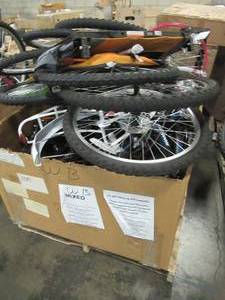 lot 211 image: WHOLESALE MIXED PALLET OF MISCELLANEOUS BICYCLE FRAMES, TIRES, RIMS, & PARTS