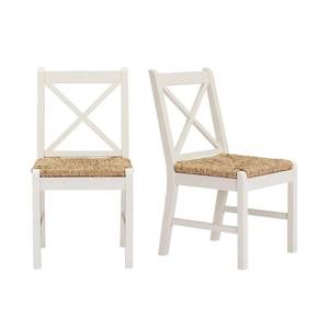 lot 231 image: Home Decorators Collection Dorsey Ivory Wood Dining Chair with Cross Back and Rush Seat (Set of 2) (17.72 in. W x 35.43 in. H), CH1902032-NIVY