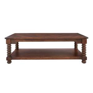 lot 233 image: Home Decorators Collection. Glenmore Rectangular Walnut Finish Wood Coffee Table with Detailed Legs (54 in. W x 18 in. H), CAC-108-CT-LW - Slight Edge Chip