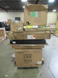 lot 120 image: WHOLESALE MIXED PALLET OF INDOOR FURNITURE AND STORAGE DECOR