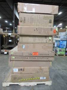 lot 124 image: WHOLESALE MIXED PALLET OF TABLES, MEDICINE CABINETS AND HOME DECOR