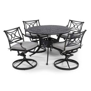 lot 300 image: Homestyles La Jolla Cast Gray 5-Piece Aluminum Round Outdoor Dining Set with Gray Cushions, 5551-305