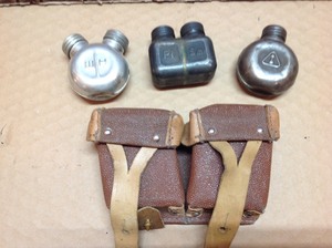 Leather Ammo Pouch & Metal Storage Containers