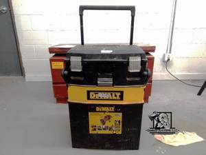 lot 204 image: Huge Dewalt Multilevel Workshop Toolbox Chock Full of  Nails, Screws and Assorted Tools